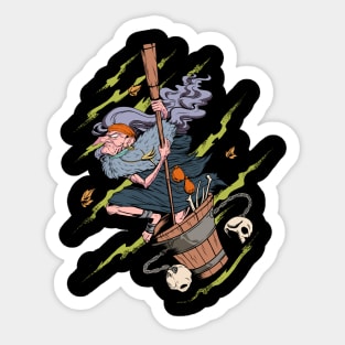 Drawing of Baba Yaga Sticker